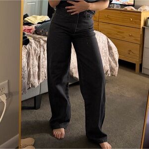 Zara Black High-Rise Wide-Leg Jeans